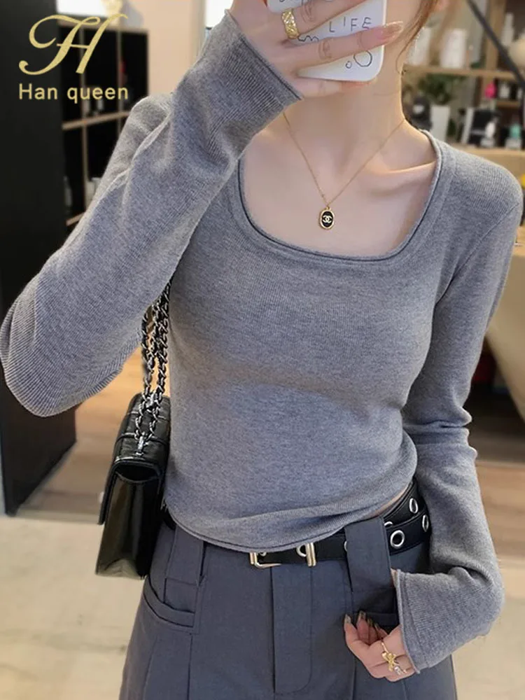 H Han Queen Autumn Winner Simple Elegant Chic Korean Style Women Sweaters Long Sleeve Casual Tops Loose Pullover Woman Clothing
H Han Queen Autumn Winner Simple Elegant Chic Korean Style Women Sweaters Long Sleeve Casual Tops Loose Pullover Woman Clothing