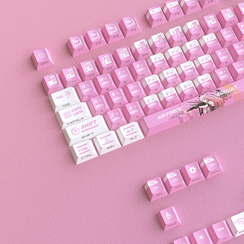 Side engraving machine assault pink keycap small full set of sublimation PBT material - original height 125 keys
Side engraving machine assault pink keycap small full set of sublimation PBT material - original height 125 keys