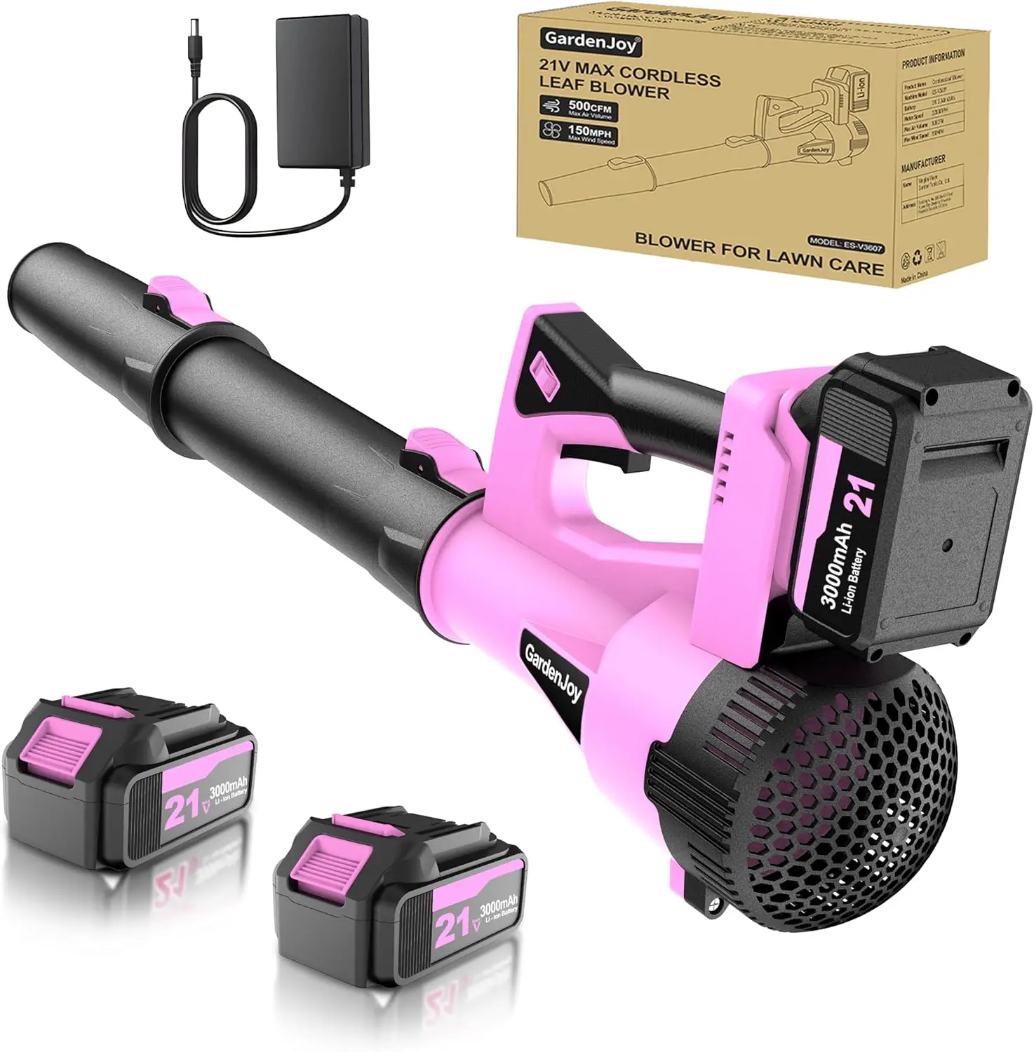 21V Cordless Leaf Blower, 500CFM 150MPH, 6 Speeds, 2x3.0Ah Batteries, Lightweight for Lawn & Car
21V Cordless Leaf Blower, 500CFM 150MPH, 6 Speeds, 2x3.0Ah Batteries, Lightweight for Lawn & Car
