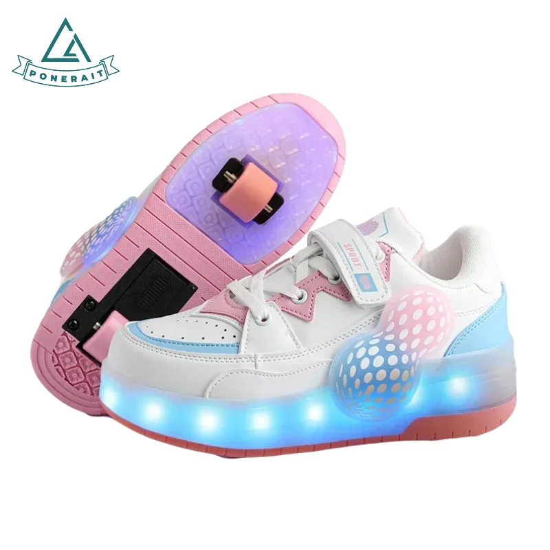 PONERAIT LED Light-Up Roller Skate Shoes for Kids with 2 Adjustable Wheels Velcro Strap - Beginner Skate Shoes for Gift
PONERAIT LED Light-Up Roller Skate Shoes for Kids with 2 Adjustable Wheels Velcro Strap - Beginner Skate Shoes for Gift