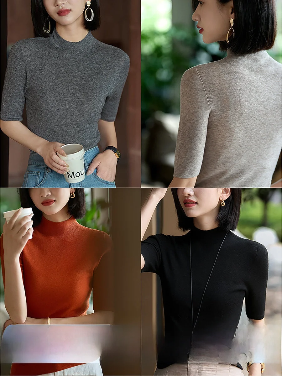 XiaoHanGe Basic High Collar Knitted Top Women's Commute Wear Spring 2026 Seamless Knitting Five Sleeve Soft Polyester Fiber
XiaoHanGe Basic High Collar Knitted Top Women's Commute Wear Spring 2026 Seamless Knitting Five Sleeve Soft Polyester Fiber