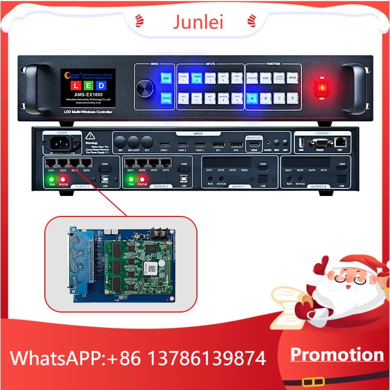 Four-screen LED Display Control Device Amoonsky EX1000_L 2-in-1 (Sending Card and Processor) Similar Linsn X8212 X8208 Y8-410
Four-screen LED Display Control Device Amoonsky EX1000_L 2-in-1 (Sending Card and Processor) Similar Linsn X8212 X8208 Y8-410