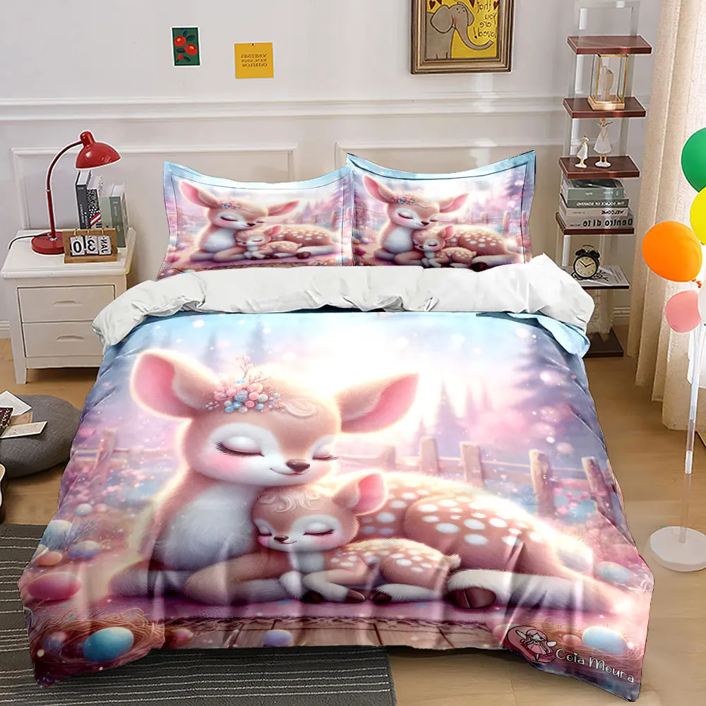"Cozy Deer Family Picnic Scene" Exquisite three-piece bedding set gift for kids and adults
"Cozy Deer Family Picnic Scene" Exquisite three-piece bedding set gift for kids and adults
