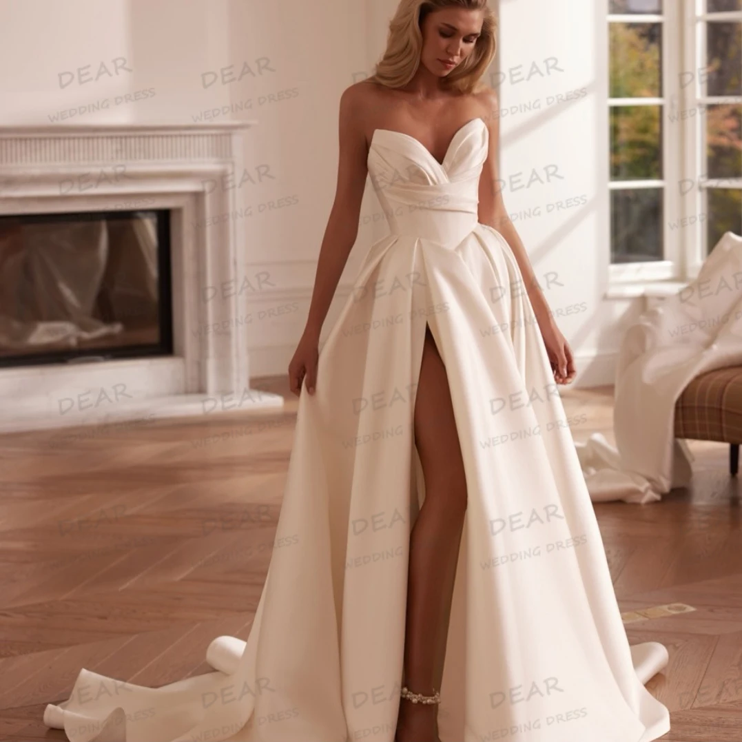 Simple Wedding Dresses Women's A Line Sweetheart Side Split Sleeveless Bridal Gowns Ruffles 2026 Vestidos De Novia Customized
Simple Wedding Dresses Women's A Line Sweetheart Side Split Sleeveless Bridal Gowns Ruffles 2026 Vestidos De Novia Customized