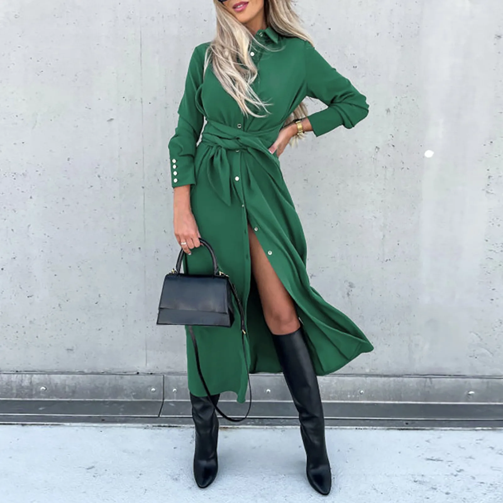 2022 New Autumn Women Casual Fashion Lace Up Long Shirt Dress Woman Solid Button Cardigan Dresses Elegant Office Lady Maxi Dress
2022 New Autumn Women Casual Fashion Lace Up Long Shirt Dress Woman Solid Button Cardigan Dresses Elegant Office Lady Maxi Dress