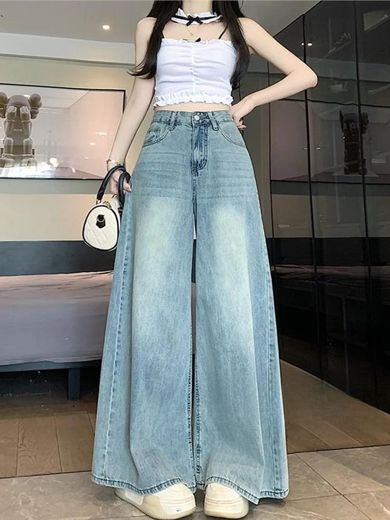 Slimming High Waist Wide Leg Denim Jeans Women's Autumn Thin Straight Drapey Jeans Loose Fit Floor-Length Trousers
Slimming High Waist Wide Leg Denim Jeans Women's Autumn Thin Straight Drapey Jeans Loose Fit Floor-Length Trousers