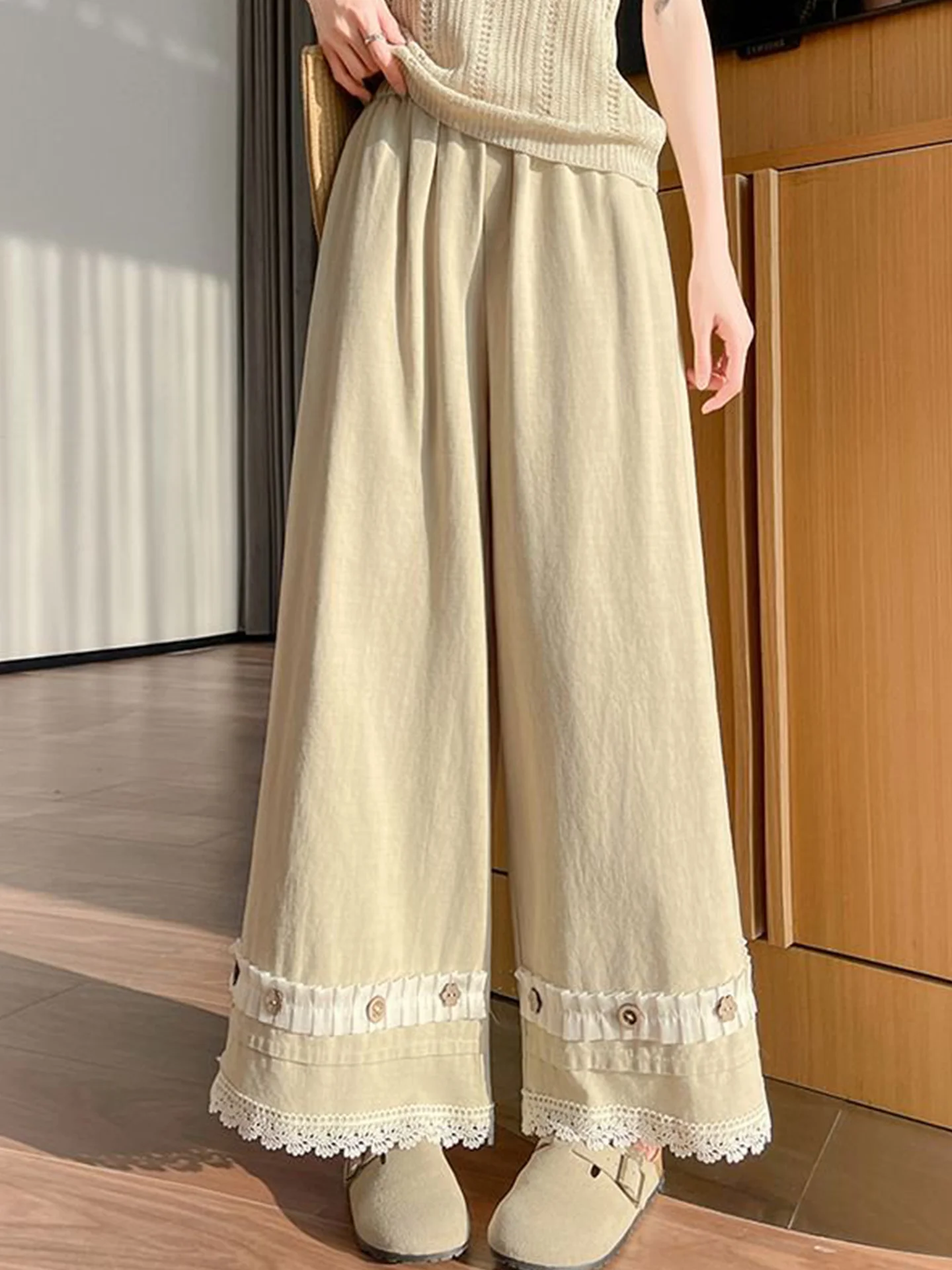 High Waist Wide Leg Pants Women's Ice Silk Cotton Linen Straight Cut Loose Casual Nine Points Trousers Summer New Style
High Waist Wide Leg Pants Women's Ice Silk Cotton Linen Straight Cut Loose Casual Nine Points Trousers Summer New Style