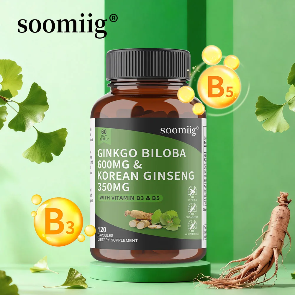Ginkgo Biloba and Korean Ginseng Capsules - with Vitamin B3 & B5,Performance & Focus for Men & Women,Vegan
Ginkgo Biloba and Korean Ginseng Capsules - with Vitamin B3 & B5,Performance & Focus for Men & Women,Vegan