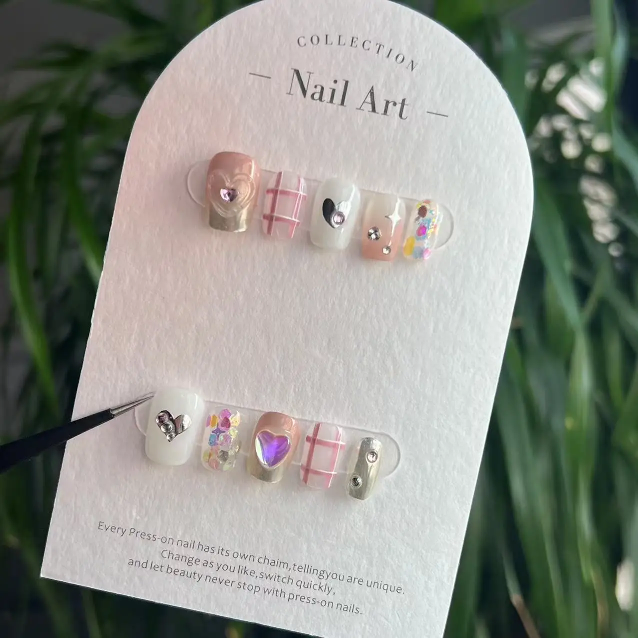 10Pcs Summer Fresh Handmade Nails Tips Set Pink Gradient Rhinestone Artificial False Nails Wearable Ballet Finished Manicure Art
10Pcs Summer Fresh Handmade Nails Tips Set Pink Gradient Rhinestone Artificial False Nails Wearable Ballet Finished Manicure Art