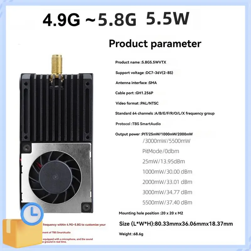 ABTK-5.8G 5,5 Вт VTX 25 МВт 1000 МВт 5,5 Вт Мощность FPV Передача изображения Видеопередатчик Forlong Range RC FPV Drone
ABTK-5.8G 5,5 Вт VTX 25 МВт 1000 МВт 5,5 Вт Мощность FPV Передача изображения Видеопередатчик Forlong Range RC FPV Drone