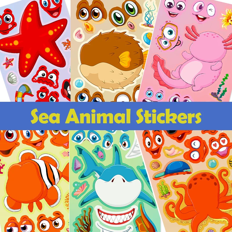 6Pcs Sea Animal Cartoon Collage Stickers Set DIY Game Animal Craft Decals for Laptop Skateboard Gift For Children
6Pcs Sea Animal Cartoon Collage Stickers Set DIY Game Animal Craft Decals for Laptop Skateboard Gift For Children