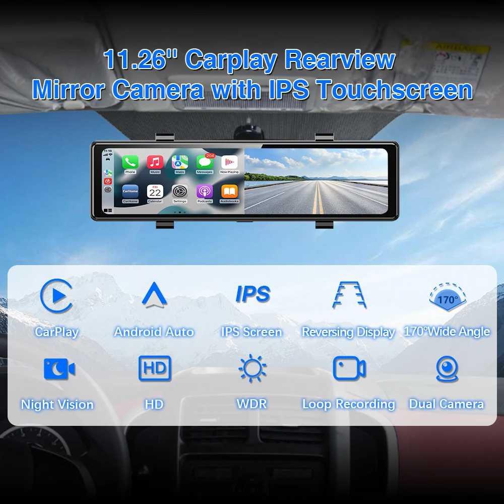 Binize 11.26 Inch Dash Cam Car Rearview Mirror Support CarPlay Android Auto ADAS Car DVR WiFi FM GPS AUX Dashcam Camera
Binize 11.26 Inch Dash Cam Car Rearview Mirror Support CarPlay Android Auto ADAS Car DVR WiFi FM GPS AUX Dashcam Camera