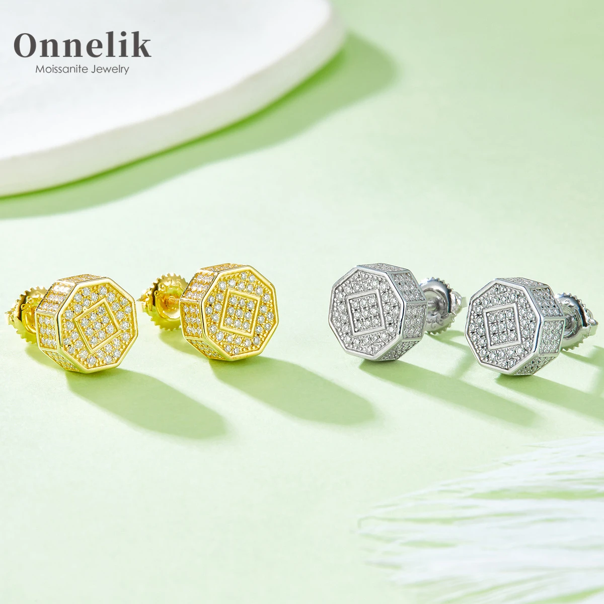 Onnelik 925 Sterling Silver Full D Color Round Moissanite with GRA Precision Edition Gold Stud Earrings for Men Luxury Jewelry
Onnelik 925 Sterling Silver Full D Color Round Moissanite with GRA Precision Edition Gold Stud Earrings for Men Luxury Jewelry