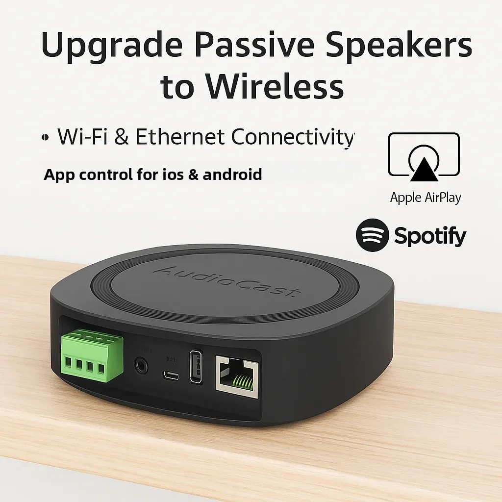 Audiocast Amp50 wireless WiFi & Bluetooth 5 amplifier audio receiver lossless multi room airplay, DLNA, UPnP tidal
Audiocast Amp50 wireless WiFi & Bluetooth 5 amplifier audio receiver lossless multi room airplay, DLNA, UPnP tidal