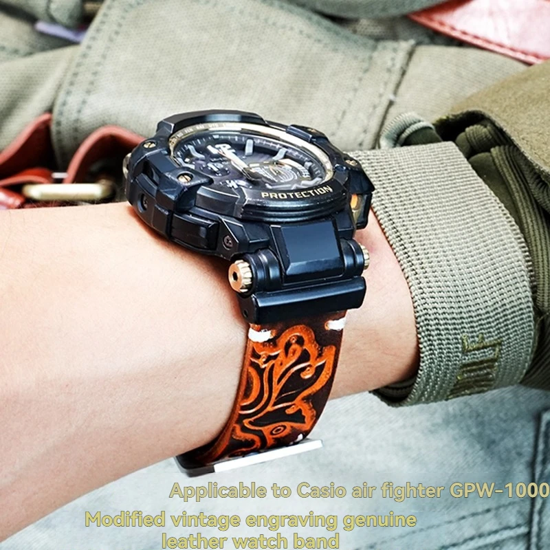 Modified retro carved genuine leather For CASIO CASIO 5410 large air bully GPW-1000 series soft trendy watch with men's strap
Modified retro carved genuine leather For CASIO CASIO 5410 large air bully GPW-1000 series soft trendy watch with men's strap
