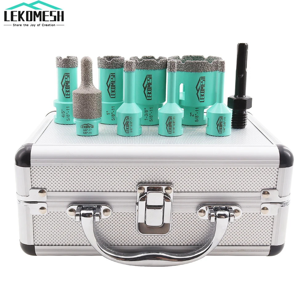 LEKOMESH 9pcs 5 8-11 Thread Diamond Core Drill Bits+25mm Finger Bit+SDS Plus Adapter Aluminum Box For Tile Ceramic Porcelain
LEKOMESH 9pcs 5 8-11 Thread Diamond Core Drill Bits+25mm Finger Bit+SDS Plus Adapter Aluminum Box For Tile Ceramic Porcelain