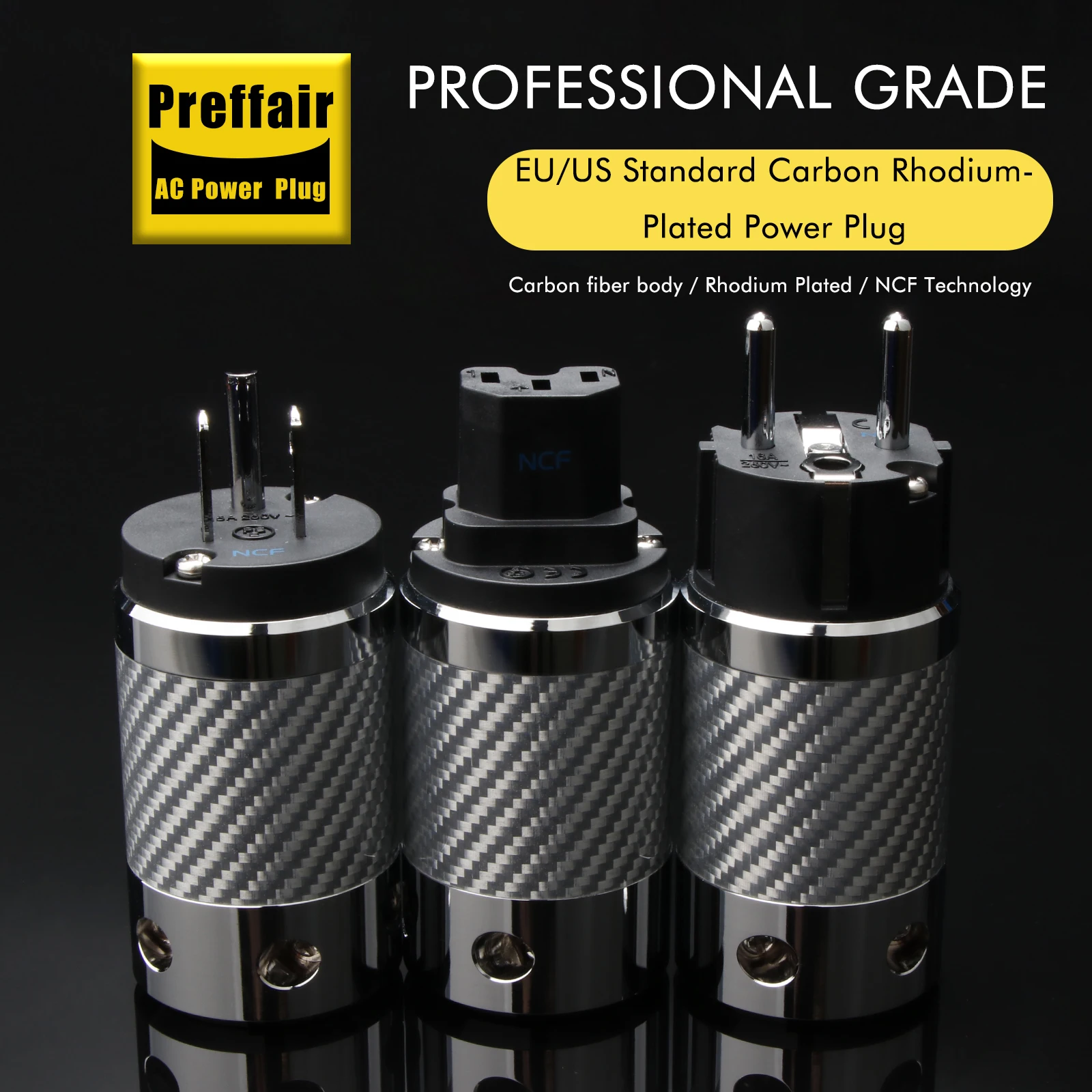 Preffair Carbon fiber EU pure red copper rhodium plated plug hifi power plug power amplifier CD equipment power cord Accessory
Preffair Carbon fiber EU pure red copper rhodium plated plug hifi power plug power amplifier CD equipment power cord Accessory