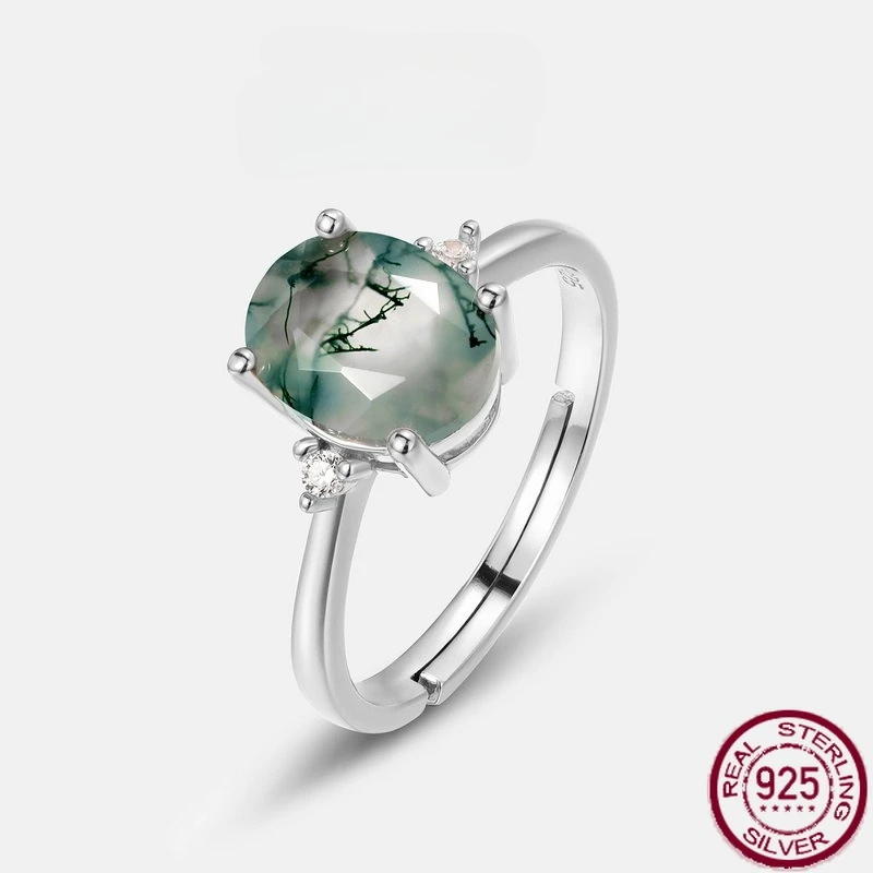 New S925 Pure Silver Green Moss Ring, Water Grass Agate Female Finger Ring, Noble Wish Wedding Jewelry
New S925 Pure Silver Green Moss Ring, Water Grass Agate Female Finger Ring, Noble Wish Wedding Jewelry