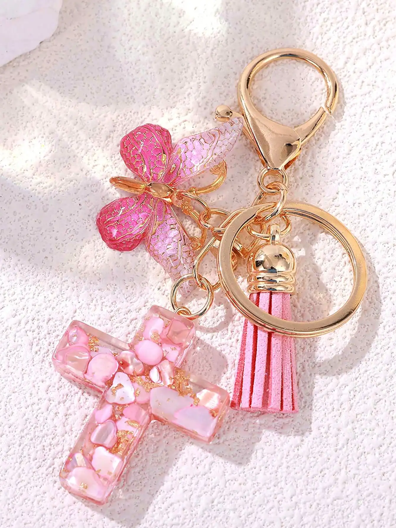 Resin Cross Keychain For Women Girls - 6 Styles With Butterfly Charm & Tassel, Embedded Pebbles, Glitter Heart & Purple Sequins (Mint Green/White/Pink/Purple) Fashion Jewelry Gift, Easter Baptism Party Favors Car Accessories Bag Charm School Cute Goth Y2k
Resin Cross Keychain For Women Girls - 6 Styles With Butterfly Charm & Tassel, Embedded Pebbles, Glitter Heart & Purple Sequins (Mint Green/White/Pink/Purple) Fashion Jewelry Gift, Easter Baptism Party Favors Car Accessories Bag Charm School Cute Goth Y2k