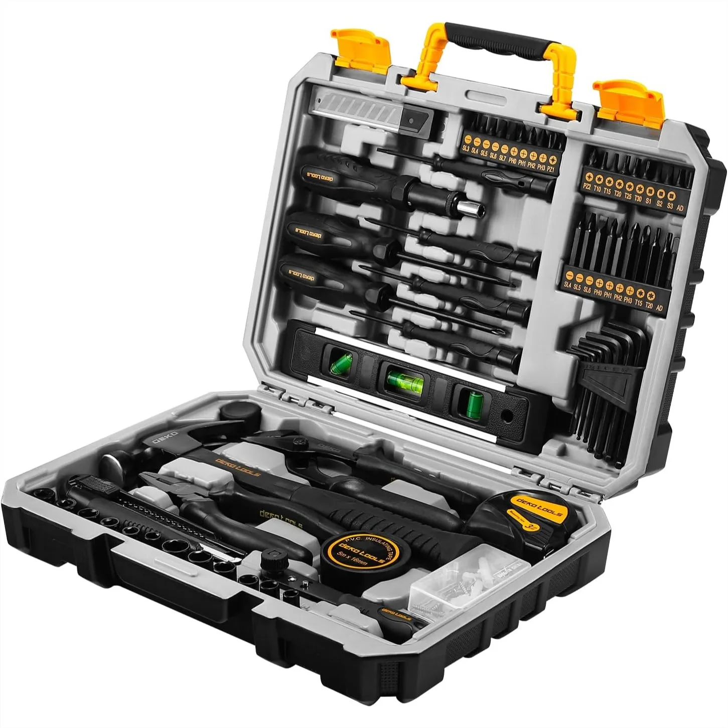 150 Piece General Household Hand Tool Set with Plastic Toolbox Storage Case for DIY Home Repair
150 Piece General Household Hand Tool Set with Plastic Toolbox Storage Case for DIY Home Repair
