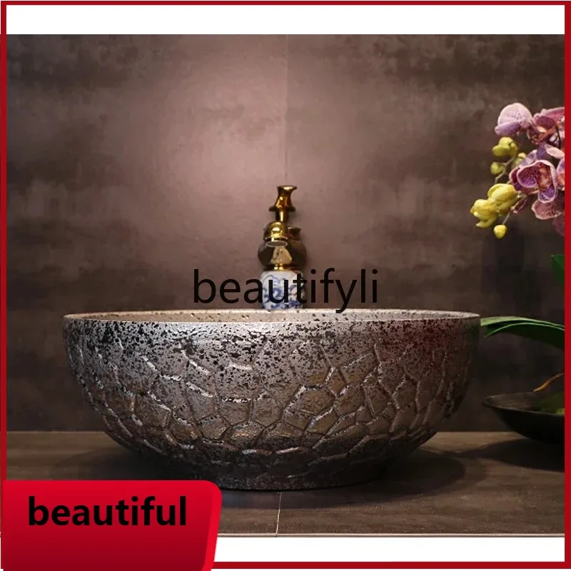 F156 Chinese gold and silver basin ceramic face wash table basin wash table
F156 Chinese gold and silver basin ceramic face wash table basin wash table