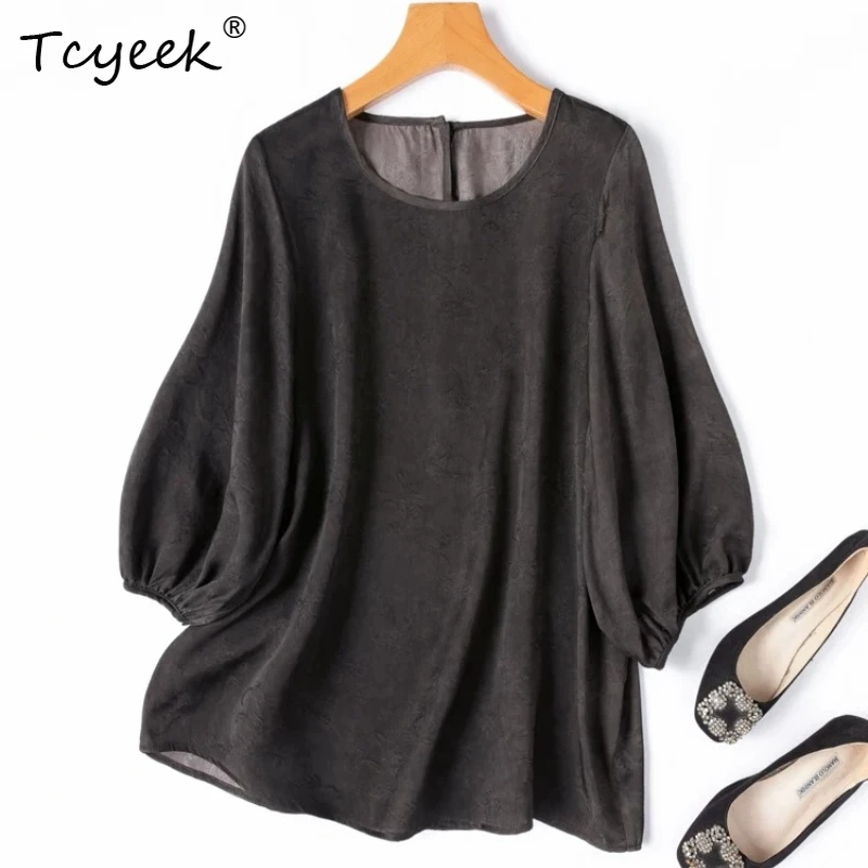 Tcyeek 100% Real Silk Shirts for Women 20MM Silk Female Clothing 2026 Summer Classic Breathable Lantern-sleeve Top Tops De Mujer
Tcyeek 100% Real Silk Shirts for Women 20MM Silk Female Clothing 2026 Summer Classic Breathable Lantern-sleeve Top Tops De Mujer
