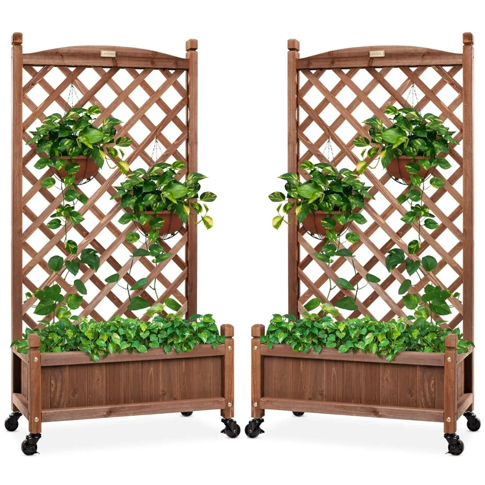 Set of 2 48in Wood Planter Box & Diamond Lattice Trellis, Mobile Outdoor Raised Garden Bed for Climbing Plants, Customized
Set of 2 48in Wood Planter Box & Diamond Lattice Trellis, Mobile Outdoor Raised Garden Bed for Climbing Plants, Customized