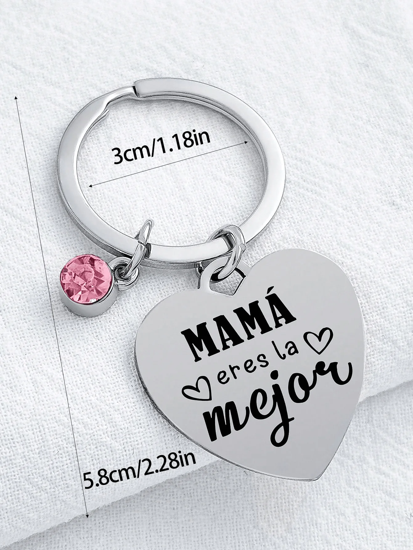 Stainless Steel Heart Keychain With Pink Crystal For Mom
Stainless Steel Heart Keychain With Pink Crystal For Mom