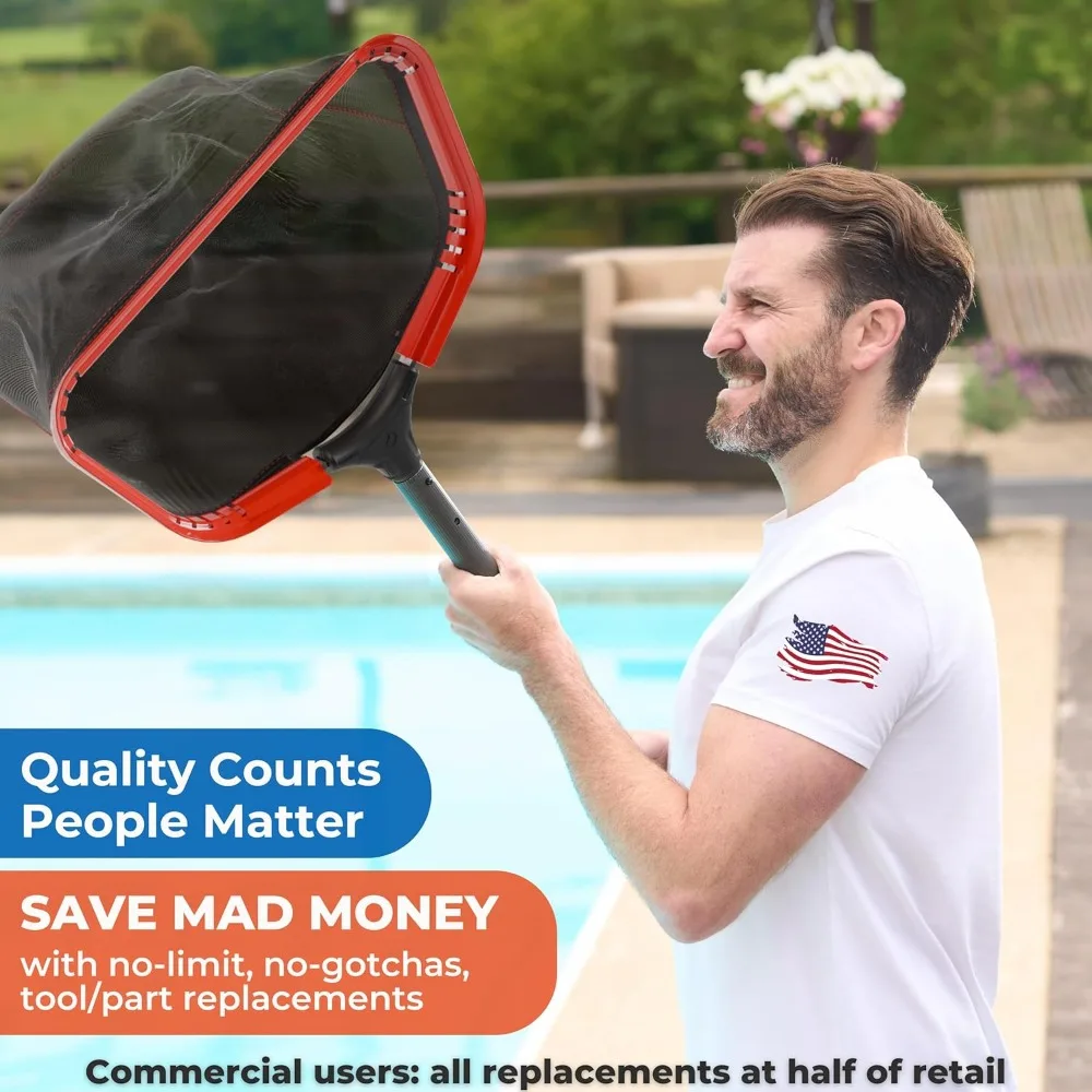 19" Fine Pool Net – Cleans 3X Faster Than Vacuums – Wide Pool Skimmer Net with Deep Bag for Easy Maintenance of Leaves
19" Fine Pool Net – Cleans 3X Faster Than Vacuums – Wide Pool Skimmer Net with Deep Bag for Easy Maintenance of Leaves