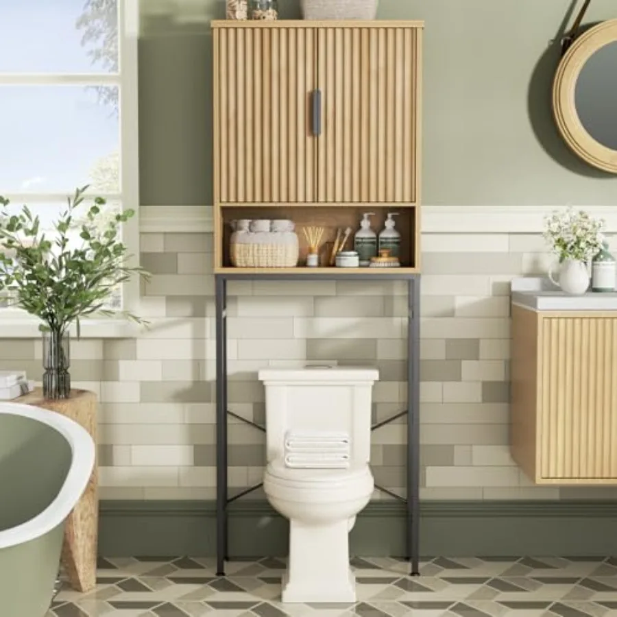 Over The Toilet Storage Cabinet for Bathroom Use Natural Oak Wood with Fluted Doors and Adjustable Shelf Tall Space-Saving Orga
Over The Toilet Storage Cabinet for Bathroom Use Natural Oak Wood with Fluted Doors and Adjustable Shelf Tall Space-Saving Orga