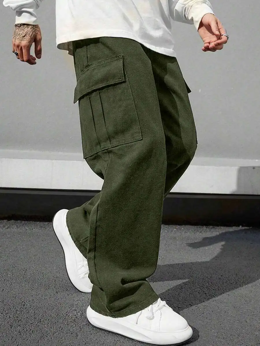 Мужские оливково-зеленые брюки-карго свободного кроя с множеством карманов для повседневной носки и активного отдыха
Мужские оливково-зеленые брюки-карго свободного кроя с множеством карманов для повседневной носки и активного отдыха