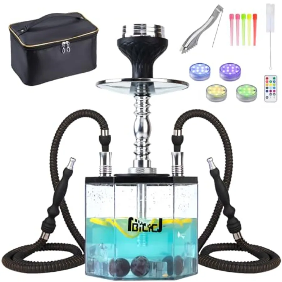 2 Hose Large Hookah Set Premium Acrylic Shisha Hookah with Everything Included, Large Cloud Performance Magical Remote LED Ligh
2 Hose Large Hookah Set Premium Acrylic Shisha Hookah with Everything Included, Large Cloud Performance Magical Remote LED Ligh