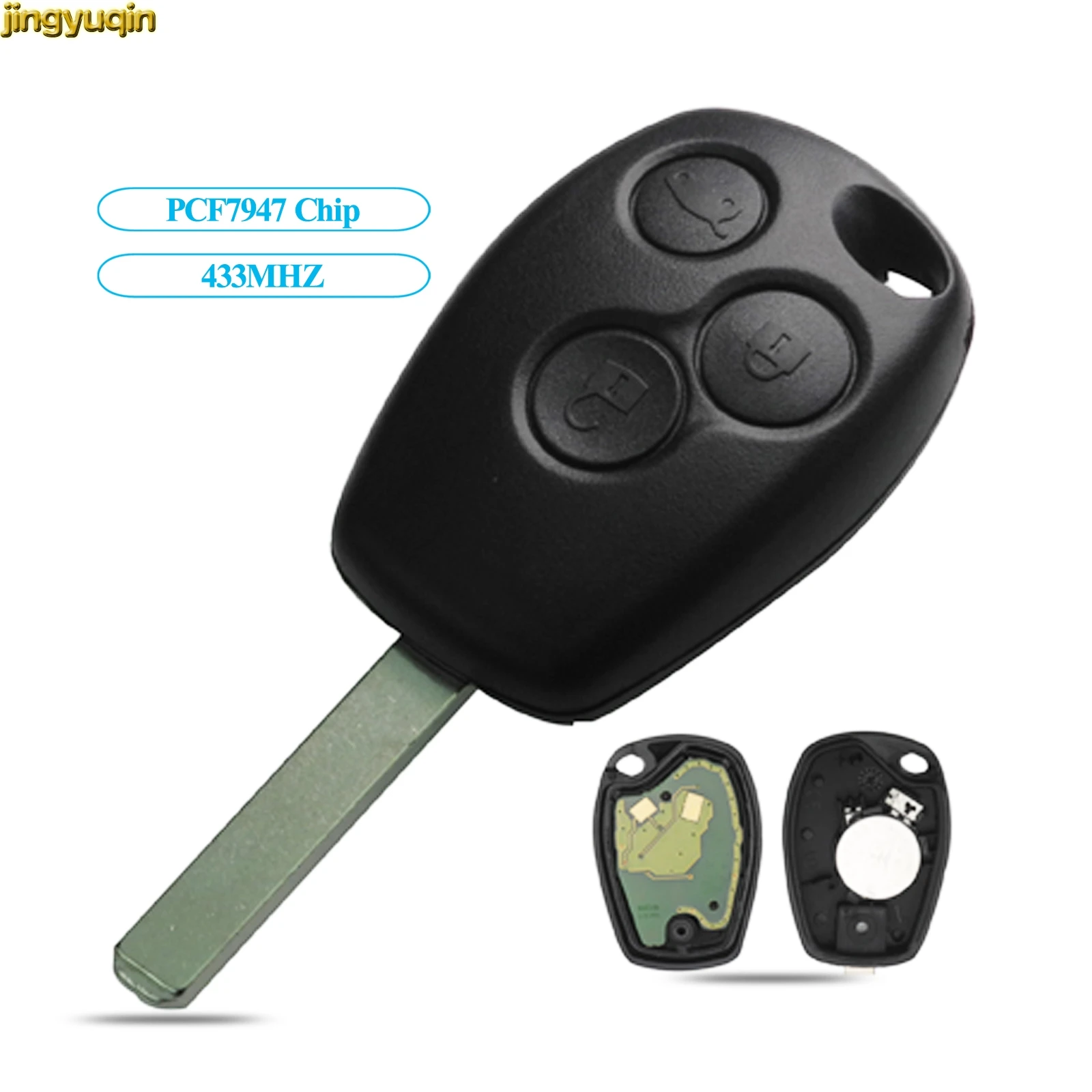 Jingyuqin Remote Control Auto Car Key FOB 433MHz PCF7947 Chip for Renault Kangoo II Clio III 307 Blade 3 Buttons
Jingyuqin Remote Control Auto Car Key FOB 433MHz PCF7947 Chip for Renault Kangoo II Clio III 307 Blade 3 Buttons