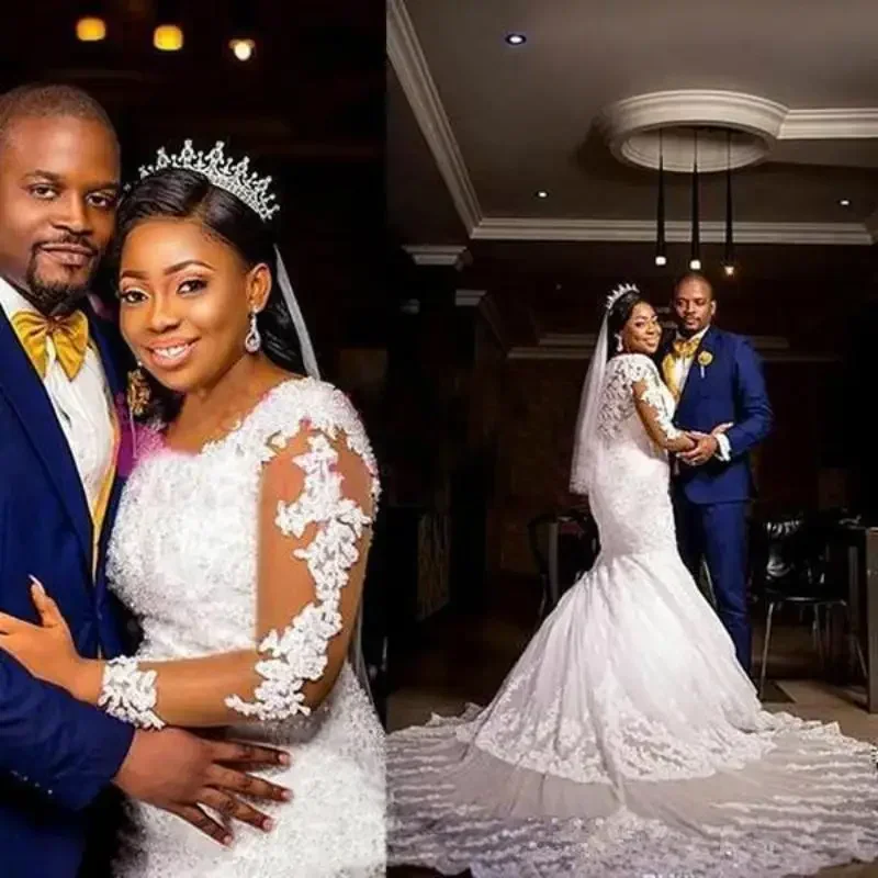 Белые свадебные платья русалки по индивидуальному заказу с длинными рукавами и кружевными аппликациями из бисера, платья больших размеров на заказ, со шлейфом, Vestidos De Novia
Белые свадебные платья русалки по индивидуальному заказу с длинными рукавами и кружевными аппликациями из бисера, платья больших размеров на заказ, со шлейфом, Vestidos De Novia