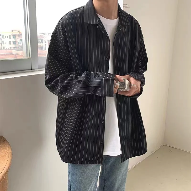 Spring Autumn plus Size 300 Pou Striped Men's Long Sve Casual Loose Fat irt Outerwear Trendy Polyester Fabric
Spring Autumn plus Size 300 Pou Striped Men's Long Sve Casual Loose Fat irt Outerwear Trendy Polyester Fabric