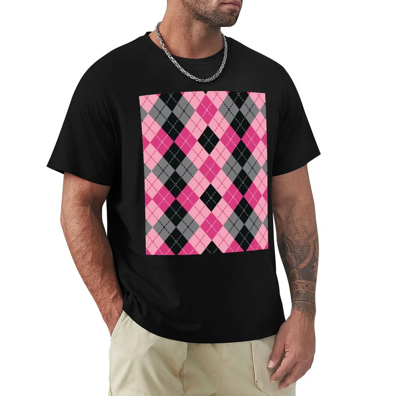 Pink and Black Dashed Argyle T-Shirt blanks customs design your own summer tops plus size men clothing
Pink and Black Dashed Argyle T-Shirt blanks customs design your own summer tops plus size men clothing