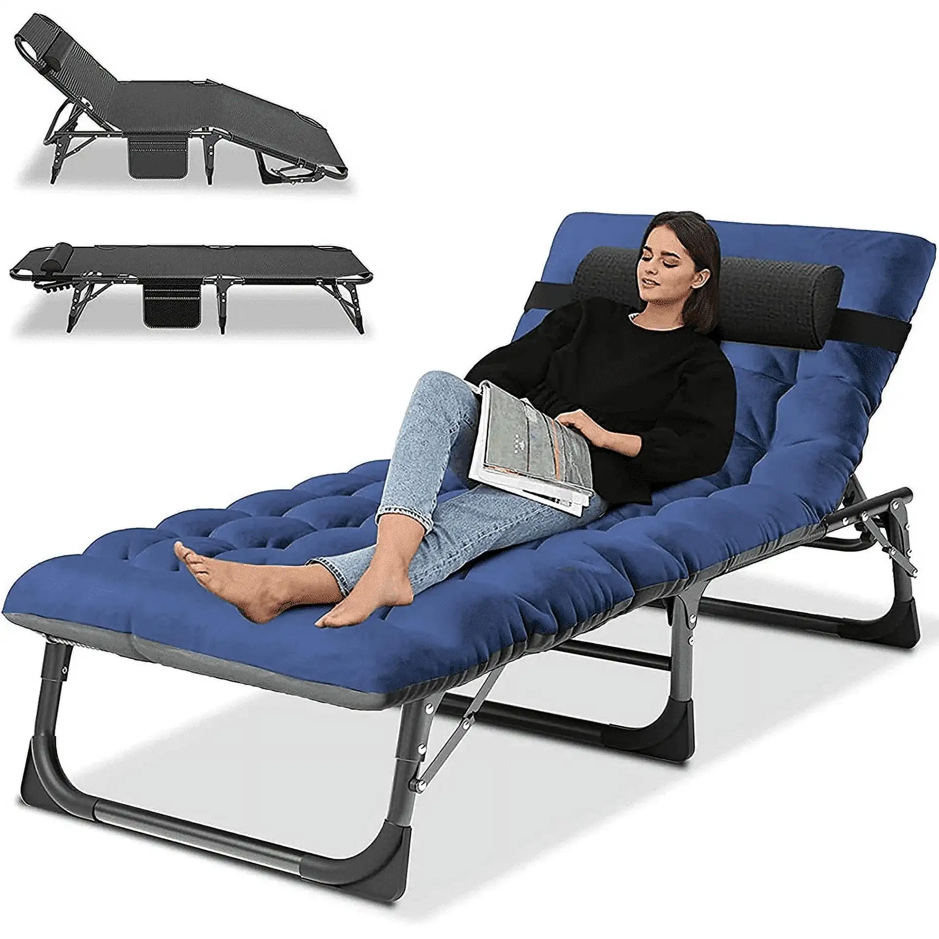 Folding Lounge Chair, 5-Position Adjustable Recliner, Folding Bed Cot, Chaise Lounge for Pool, Beach, Patio Sunbathing
Folding Lounge Chair, 5-Position Adjustable Recliner, Folding Bed Cot, Chaise Lounge for Pool, Beach, Patio Sunbathing