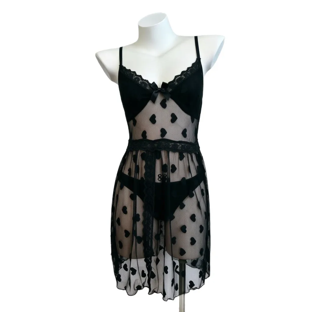 Feminine Flirtative Sexy Lingerie Leisure Sexy Heart-Shaped Mesh See-Through Strap Dress Nightgown Sleepwear AY7M
Feminine Flirtative Sexy Lingerie Leisure Sexy Heart-Shaped Mesh See-Through Strap Dress Nightgown Sleepwear AY7M
