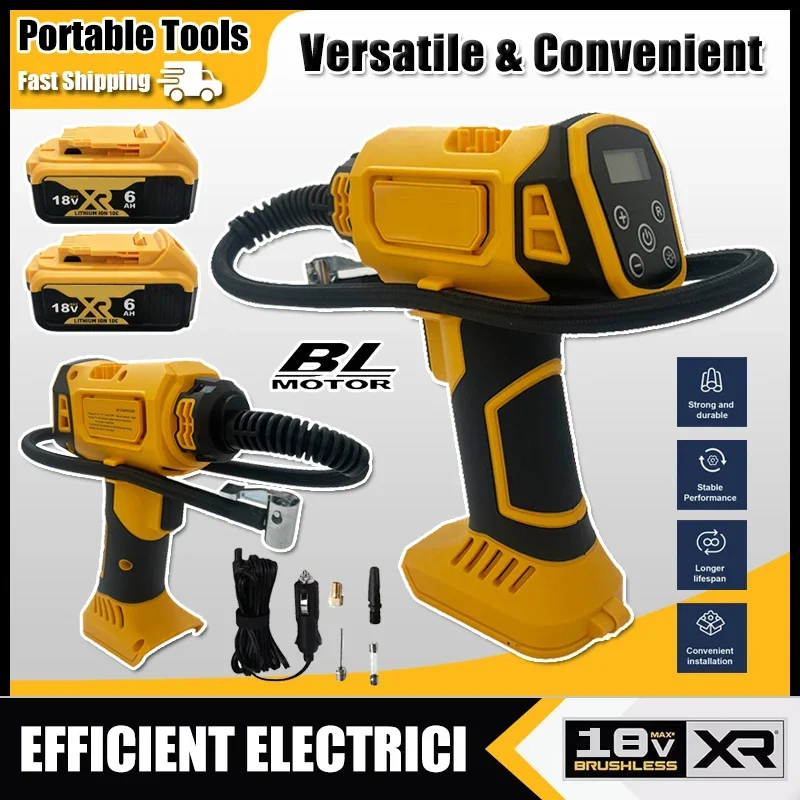 Air Compressor Automatic Tire Inflator Cordless Handheld Electric Pump with Digital Pressure Gauge For Dewalt 18V Battery
Air Compressor Automatic Tire Inflator Cordless Handheld Electric Pump with Digital Pressure Gauge For Dewalt 18V Battery