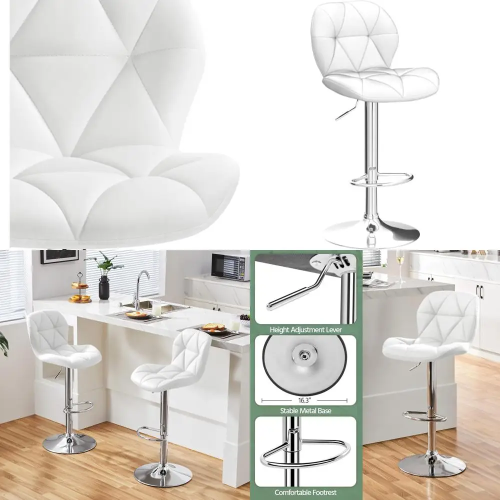 White Adjustable Swivel Bar Stools Set of 2 with PU Leather, Backrest for Kitchen Island or Home Bar
White Adjustable Swivel Bar Stools Set of 2 with PU Leather, Backrest for Kitchen Island or Home Bar