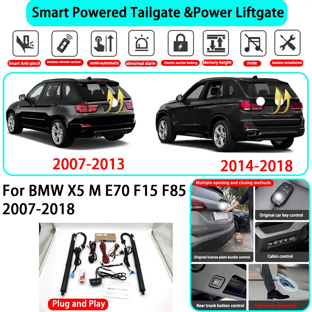 for BMW X5 M E70 F15 F85 2007-2018 Smart Automatic Powered Tailgate Electric Power Tailgate Lift Kit Key Close Plug and Play
for BMW X5 M E70 F15 F85 2007-2018 Smart Automatic Powered Tailgate Electric Power Tailgate Lift Kit Key Close Plug and Play
