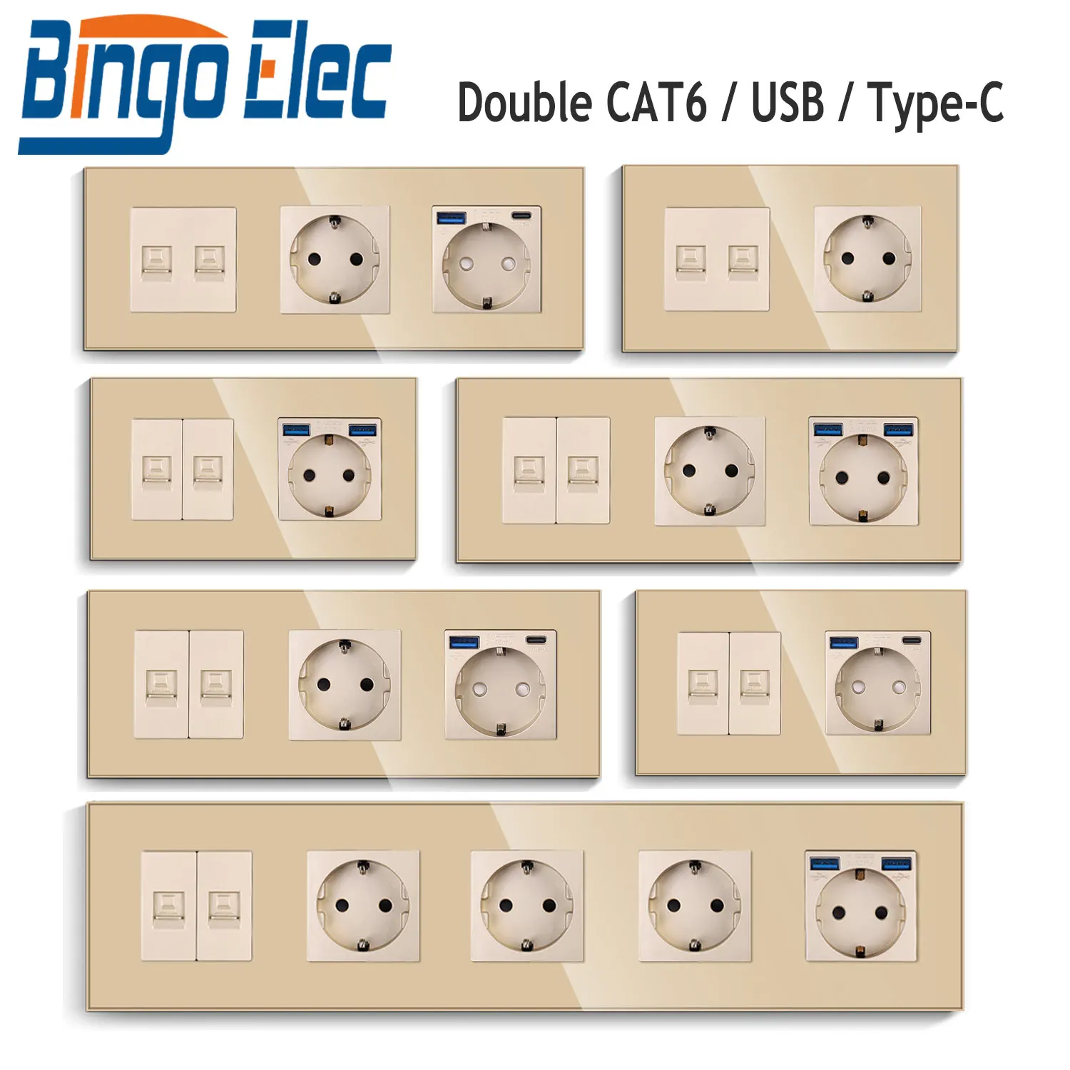 BINGOELEC 1/2/3 Gang Touch Switch EU Electrical Outlet CAT6 Dedicated Socket With USB/Type c Charge Port Wall Power Socket
BINGOELEC 1/2/3 Gang Touch Switch EU Electrical Outlet CAT6 Dedicated Socket With USB/Type c Charge Port Wall Power Socket