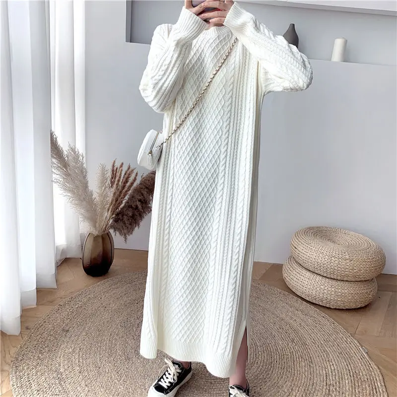 Black White Sweater Dress For Women Autumn Winter Loose Vintage Knit Casual Dresses Ladies Simple Style Vestidos Robe Femme
Black White Sweater Dress For Women Autumn Winter Loose Vintage Knit Casual Dresses Ladies Simple Style Vestidos Robe Femme