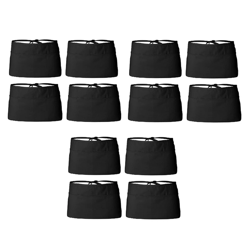12 Pack Black Server Waist Aprons Server Waist Apron Waitress Half Apron Belt Pocket Apron 
12 Pack Black Server Waist Aprons Server Waist Apron Waitress Half Apron Belt Pocket Apron
