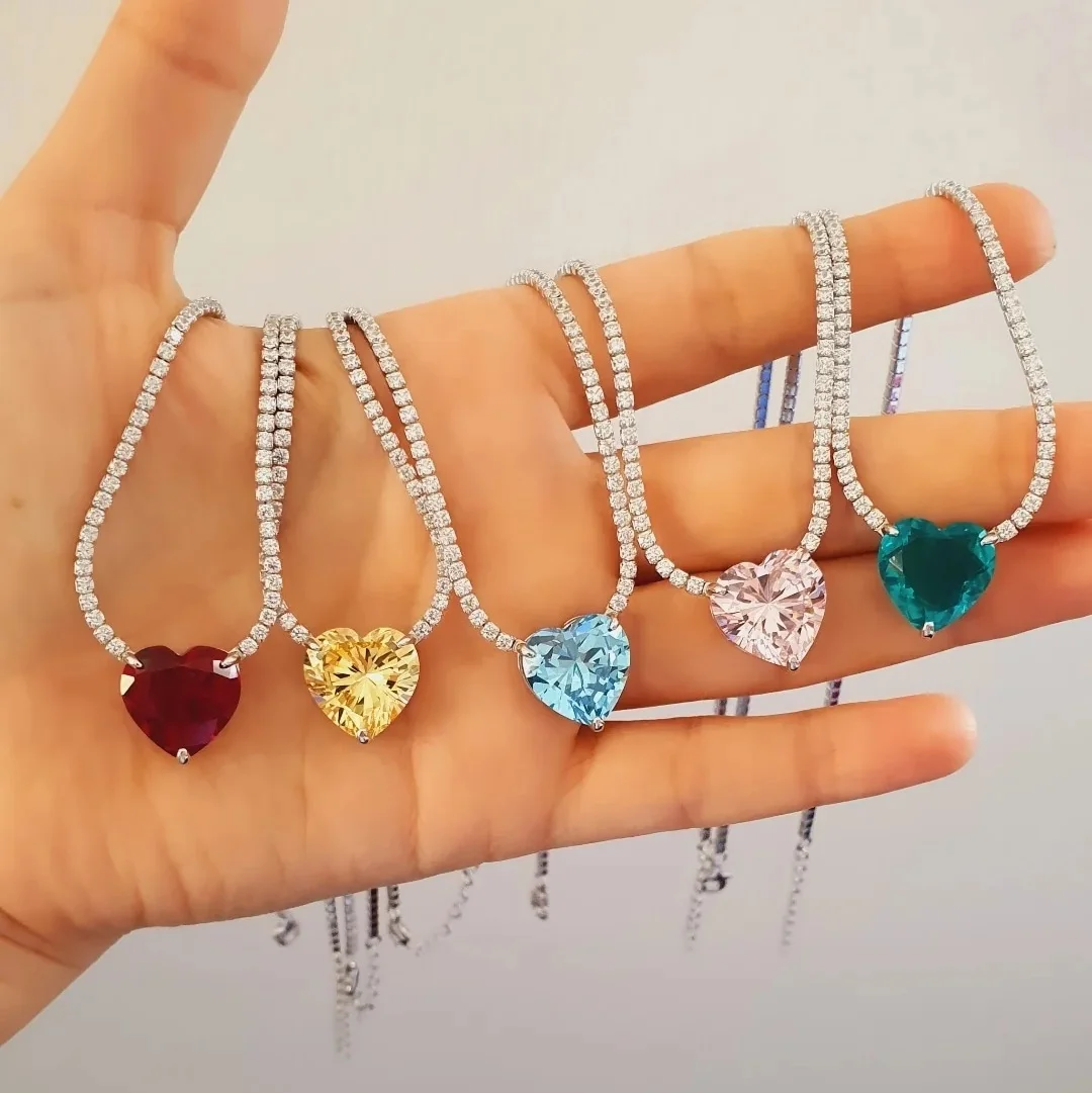 5 Colors Big Birthstone Color Heart Shaped Stone 2mm Thin CZ Tennis Chain Fashion Classic Women Necklace
5 Colors Big Birthstone Color Heart Shaped Stone 2mm Thin CZ Tennis Chain Fashion Classic Women Necklace