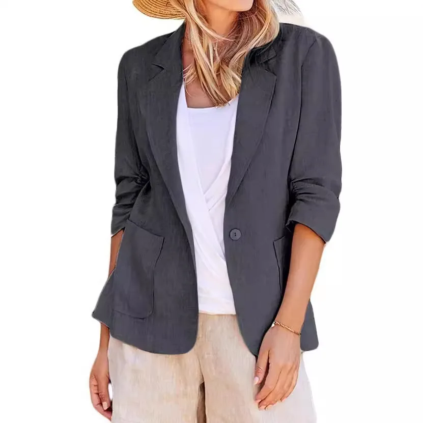 Spring Casual Single Button Blazers for Womens Retro Long Sleeve Cotton Linen Jacket Coat Solid Notched Collar Suit Top Cardigan
Spring Casual Single Button Blazers for Womens Retro Long Sleeve Cotton Linen Jacket Coat Solid Notched Collar Suit Top Cardigan