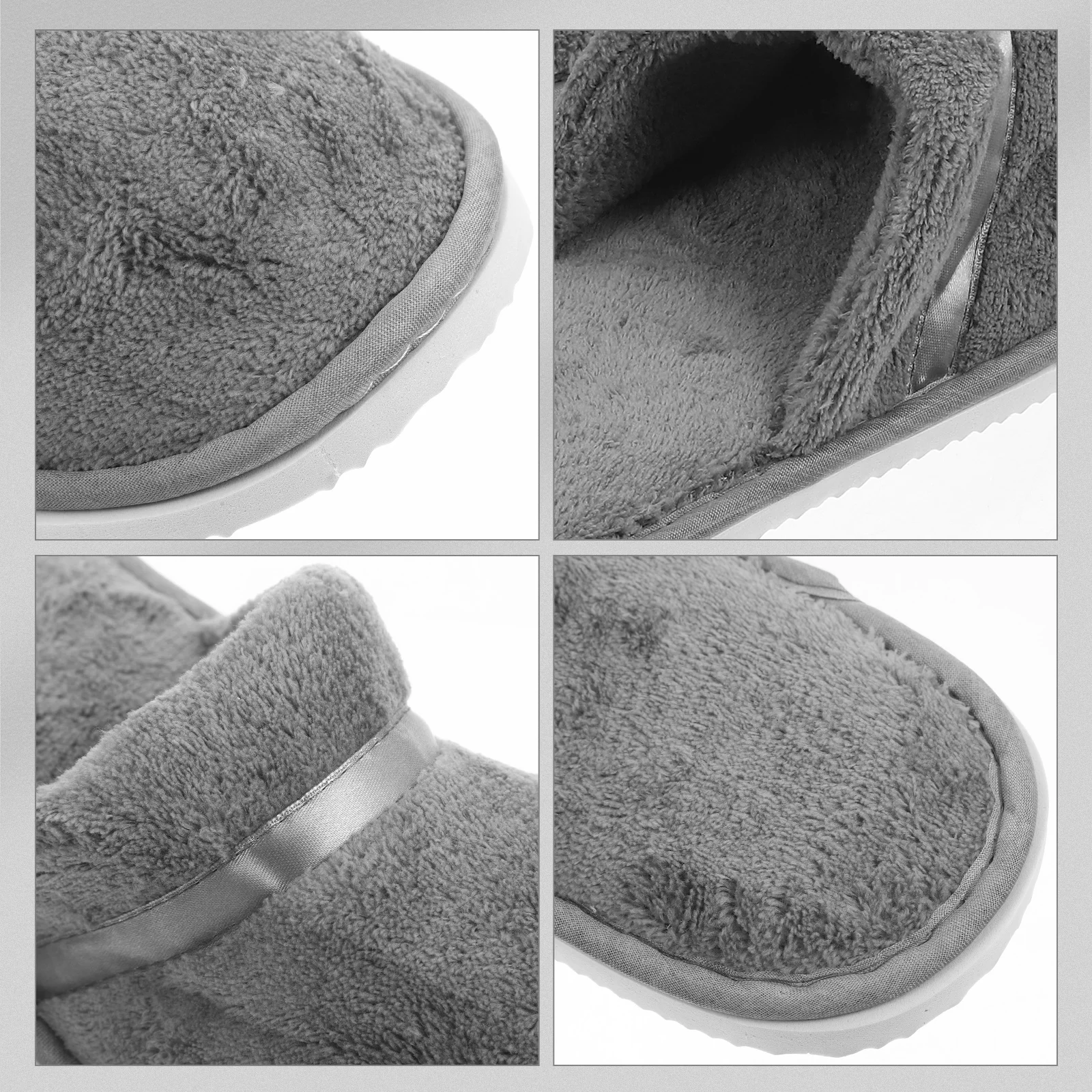 2 Pairs Thick Coral Fleece Slippers Grey Velvet Ribbon White Sole Size 43 Reusable Hotel Guest Mens Womens Indoor Travel Bath
2 Pairs Thick Coral Fleece Slippers Grey Velvet Ribbon White Sole Size 43 Reusable Hotel Guest Mens Womens Indoor Travel Bath