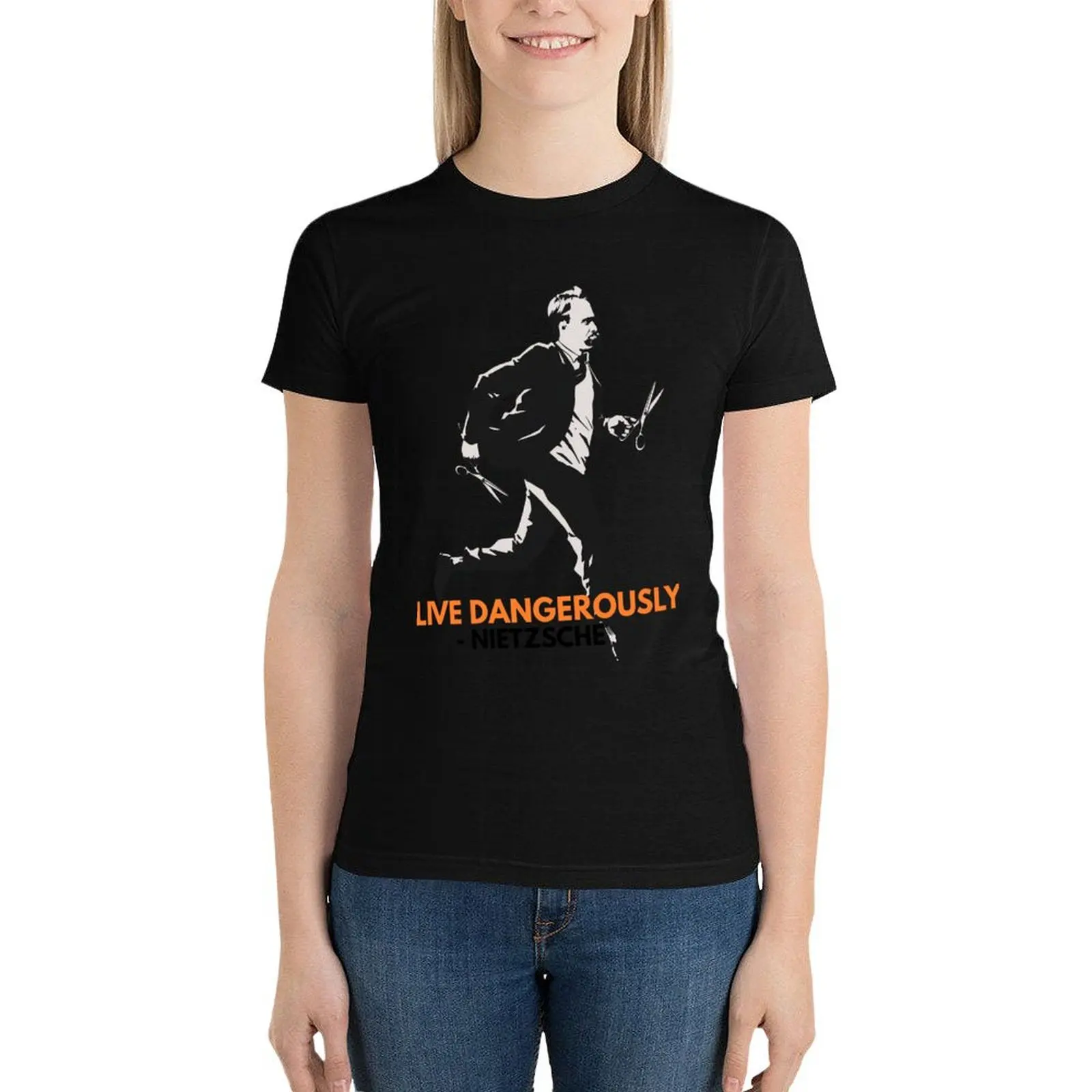 Live Dangerously - Nietzsche T-Shirt shirts graphic tees vintage clothes summer tops Woman clothing 
Live Dangerously - Nietzsche T-Shirt shirts graphic tees vintage clothes summer tops Woman clothing