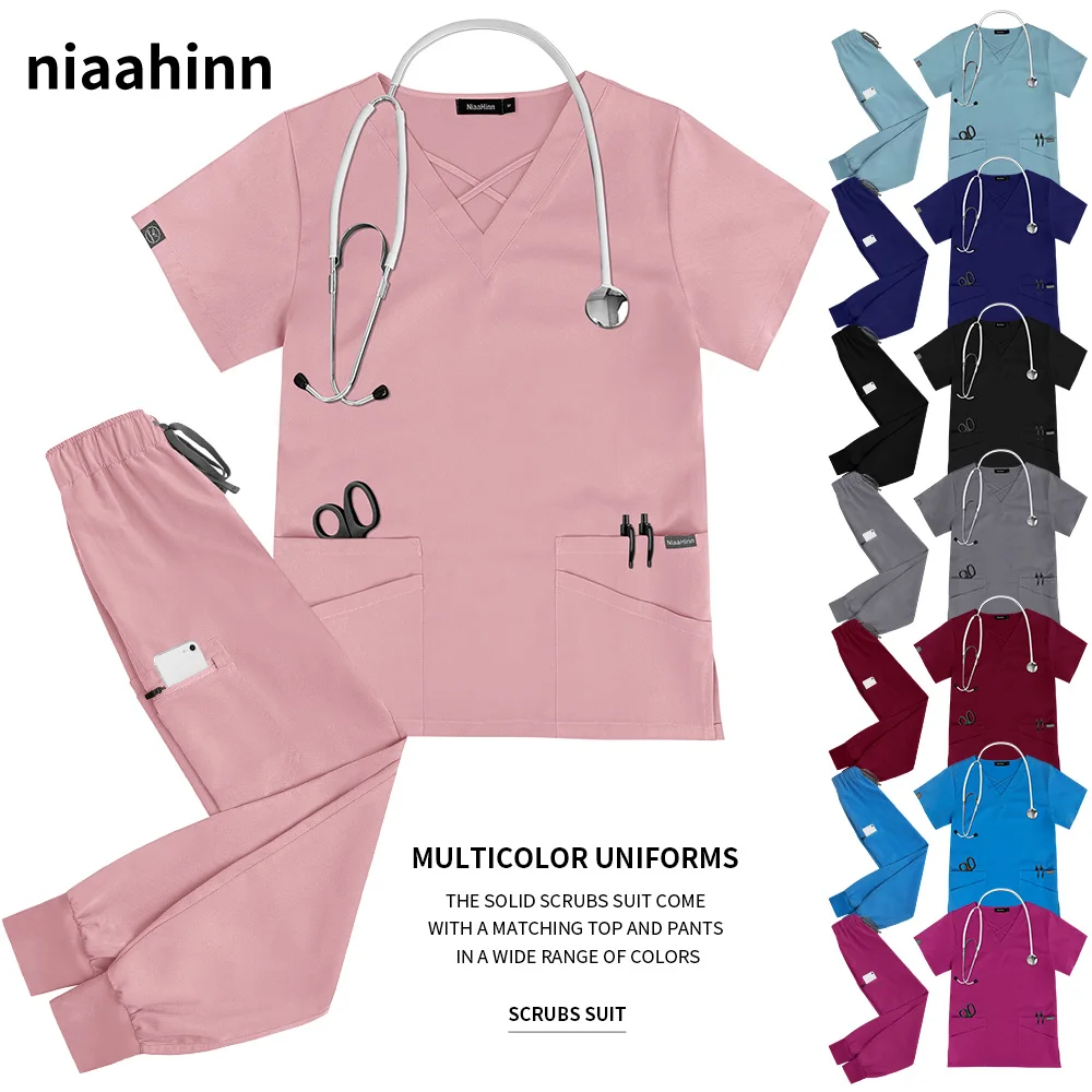 Solid Color Dentist Medical Set V-Neck Short Sleeve Nurse Uniform Women Hospital Doctor Nursing Workwear Set Pet Surgery Clothes
Solid Color Dentist Medical Set V-Neck Short Sleeve Nurse Uniform Women Hospital Doctor Nursing Workwear Set Pet Surgery Clothes