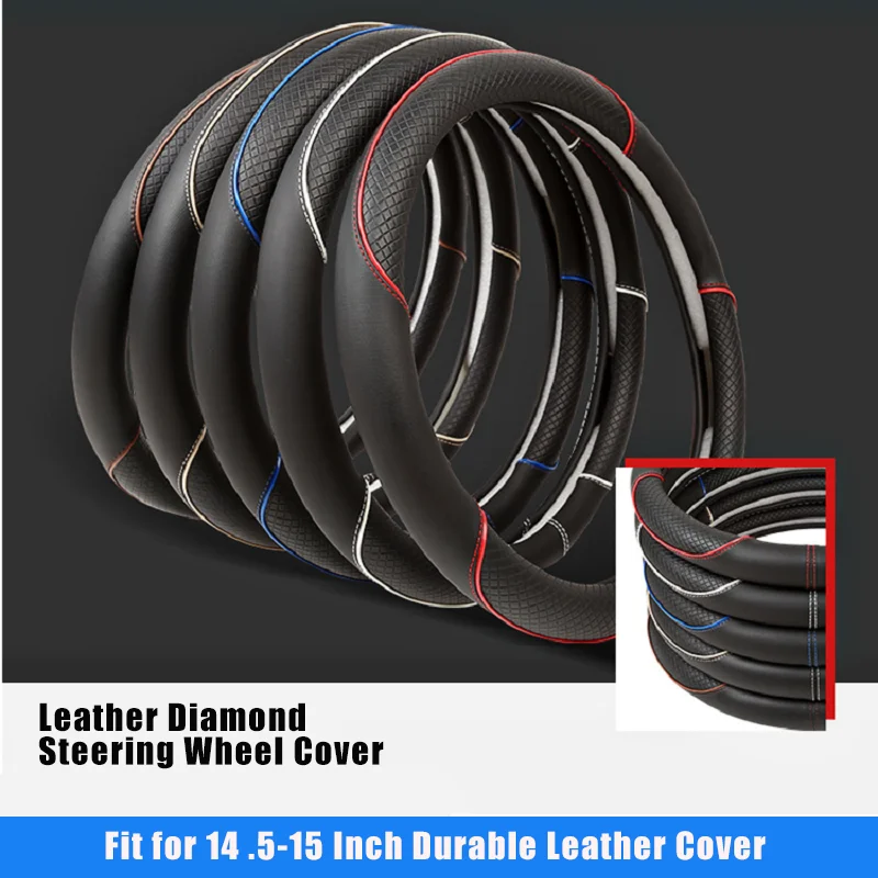 All Seasons Universal Leather Diamond Steering Wheel Cover Fit for 14 .5-15 Inch Durable Leather Cover Anti-Slip Veins Design
All Seasons Universal Leather Diamond Steering Wheel Cover Fit for 14 .5-15 Inch Durable Leather Cover Anti-Slip Veins Design